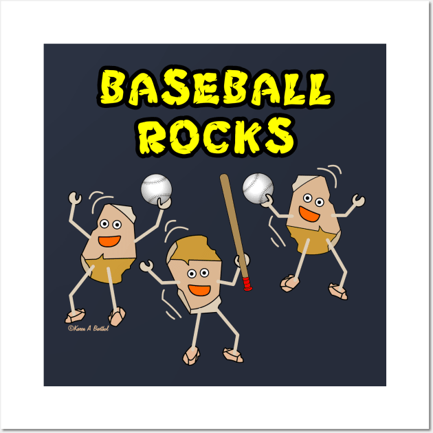Three Baseball Rocks Wall Art by Barthol Graphics